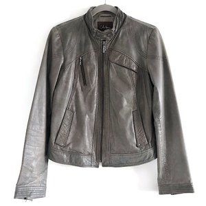 Cole Haan Leather Moto Jacket in Gray